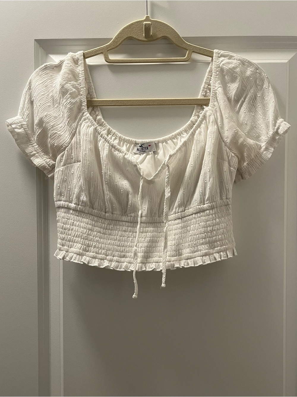 Hollister White Y2K Babydoll Crop Top Size Small